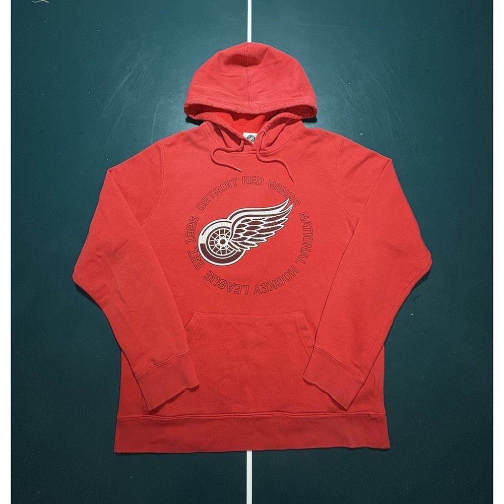 Detroit Red Wings NHL Hoodie Sweatshirt Pullover Red Classic‎ Men's Size Medium